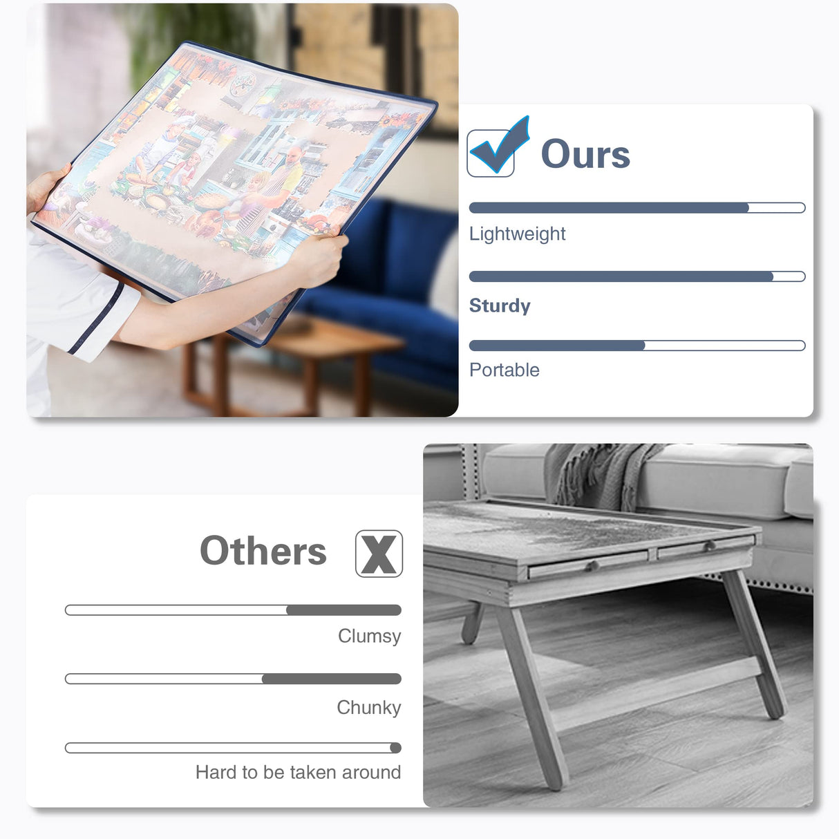 Tektalk Jigsaw Puzzle Board Portable Puzzle Mat with Puzzle Dustproof Cover for Puzzle Storage Puzzle Saver, Non-Slip Surface, Up to 1000 Pieces - Khaki Tektalk