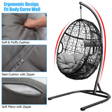 Giantex Hanging Egg Chair, 36.5-Width Oversized Swing Chair with C-Hammock Stand Set, Hammock Chair with Soft Seat Cushion & Pillow, Multifunctional Hanging Chairs for Outdoor Indoor Bedroom (Gray) Giantex