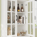 VOWNER 95" TV Stand for TVs up to 75", 4-Piece TV Hutch with Cabinets, Entertainment Center with Bookshelves, Modular TV Console for Living Room, 2D+2F (White) VOWNER