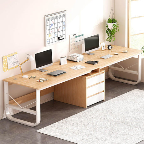 SUZEPER Two Person Desk with Drawers,Extra Long Desk with Storage Cabinet Shelf, Double Computer Gaming Desk, 2 Person Desk Writing Study Desk for Home Office Desk (200x50x73cm(79x20x29inch), A) SUZEPER