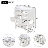 Virubi 24" Bathroom Vanities with Single Sink Combo, Modern Undermount Bathroom Sink Cabinet with Double Drawers and Open Self, Freestanding Bathroom Sink Cabinet (White) Virubi