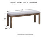 Signature Design by Ashley Moriville Casual Rustic Upholstered Dining Bench, Grey & Brown Signature Design by Ashley