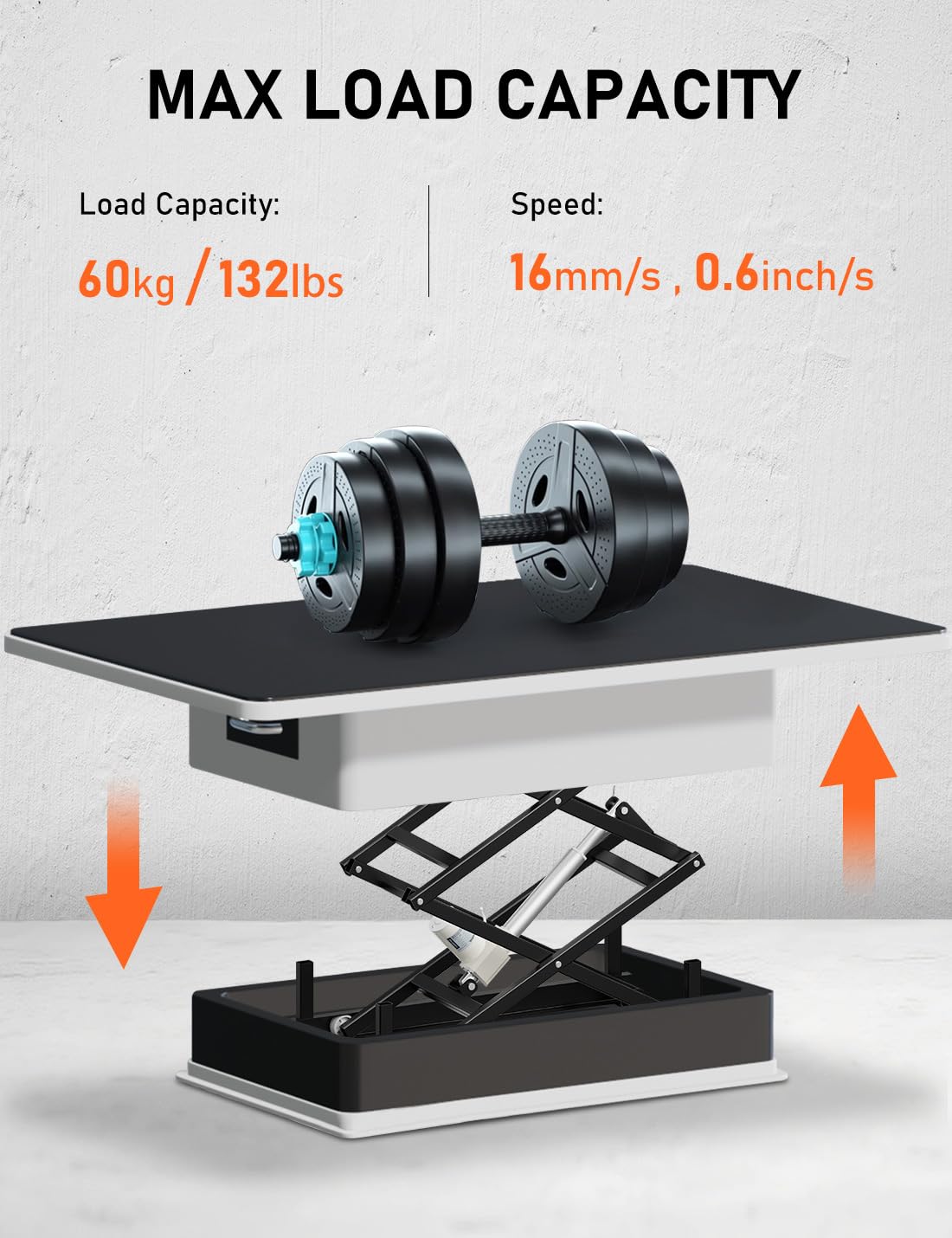 DIHOOL Electric Scissor Lift Table 140LB Load, 265-1270MM Height Adjustable Lifting Platform DIHOOL