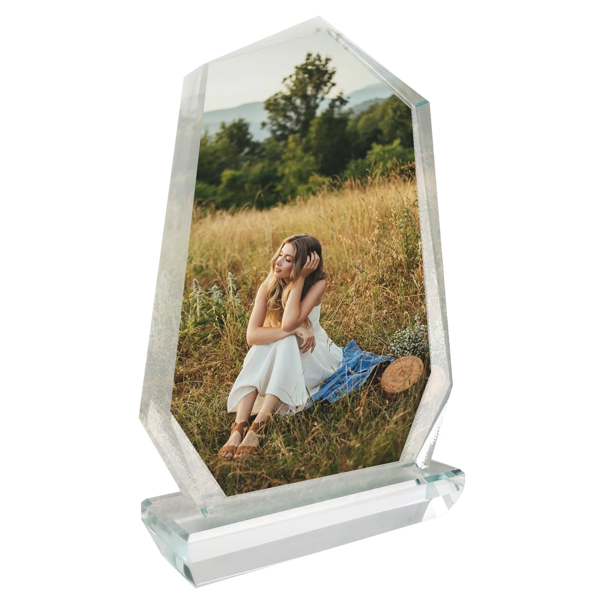 YGFRSTO Crystal Sublimation Blanks Sublimation Glass for Custom Picture Photo Frame, Award Plaque, Crystal Tabletop Decor, In-Loving Memory Sublimatin Printing Products (Peak) YGFRSTO