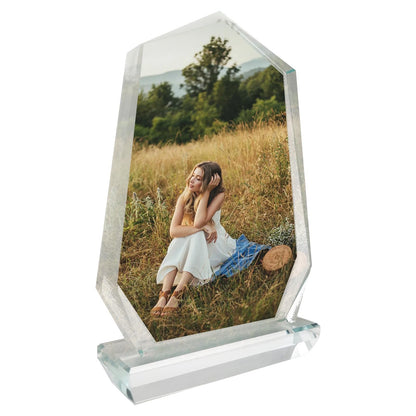 YGFRSTO Crystal Sublimation Blanks Sublimation Glass for Custom Picture Photo Frame, Award Plaque, Crystal Tabletop Decor, In-Loving Memory Sublimatin Printing Products (Peak)