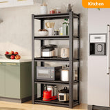 OS MOTOR 72" Storage Shelving Unit, Heavy Duty 5-Tier Adjustable Metal Rack, Standing Utility Shelves for Garage, Basement, Pantry, Kitchen, Warehouse, 3000 lbs Capacity, 72" H x 35" W x 16" D, Black OS MOTOR