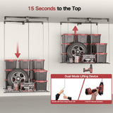 KOKORACKER Overhead Garage Storage Rack, Adjustable Heavy-duty 4x4 Ft Ceiling Storage Racks with Safety Lock, Ideal for Garage Storage Lifting Organization System, 250lbs Capacity KOKORACKER