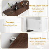 Jocoevol 5 Drawer Dresser for Bedroom - Farmhouse 44.9" Tall Chest of Dresser with Large Storage, Rubst Wood Construction for Living Room, Hallway & Entryway - White (White & Brown) Jocoevol