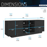 Techni Mobili Modern TV Stand for Screen TVs Up to 70” When Measured Diagonally – Black TV Stand with 2 Storage Cabinets with Patterned Doors and Open Shelves – Black Techni Mobili