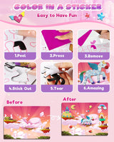 Foil Art Fun Kit for Kids - DIY Toy Unicorn Princess Foil Art Craft Activity for Kids, Foam Stickers Fun Craft Kits & Supplies, Creative Christmas Birthday Gifts Travel Toys for 4 and Up Arts & Crafts Baobrava