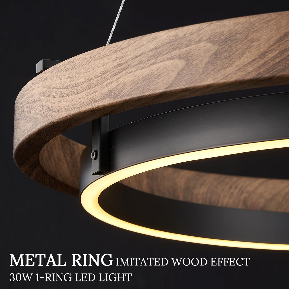 CaraLuxe Dimmable LED Chandelier Modern Ring Chandelier for Dining Room Farmhouse Black Chandelier Lighting for Kitchen Island Entryway Foyer Living Room, 3-Color Changing, 24in CaraLuxe