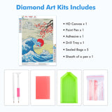 MOGTAA The Great Wave Diamond Art Kits for Adults, Japanese Cherry Blossom Tree Diamond Painting Kits for Beginners, DIY 5D Diamond Dots Kits Sunset Gem Craft for Home Art Decor 12x16 inch MOGTAA