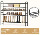 KEETDY 3-Tier Long Shoe Rack for Closet Metal Shoe Organizer for Entryway, Wide Stackable Shoe Storage Shelf with Sturdy Wire Grid for Closet Floor, Bedroom, Black KEETDY