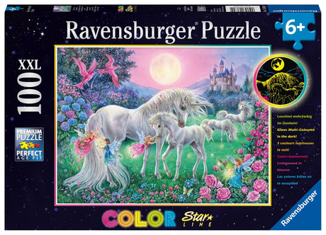 Ravensburger - Unicorns in The Moonlight - 100 Piece Glow in The Dark Jigsaw Puzzle - Mystical, Bold & Colorful Imagery of Unicorns - Premium Quality - Ideal Gift - Screen-Free Fun - Children Age 6+ Ravensburger