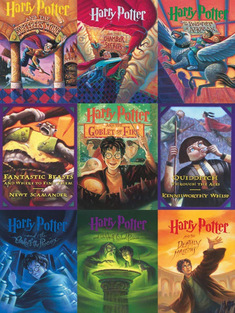 New York Puzzle Company - Harry Potter Book Cover Collage - 500 Piece Jigsaw Puzzle for Adults by Mary GrandPré New York Puzzle Company