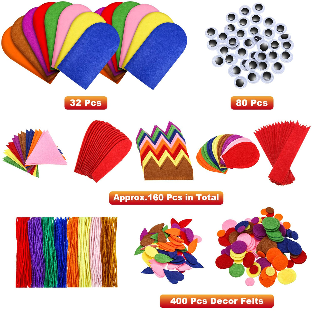 Liliful 32 Pcs Hand Puppet Making Kit Felt Arts and Crafts Sock Puppet Toys Creative DIY Make Your Personal Puppets Kits Eyes Felt Accessories Storytelling Role Play Party Supplies Liliful