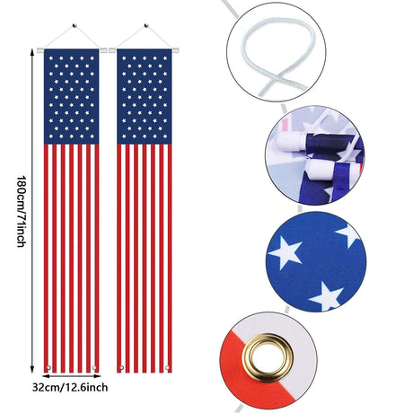 4th of July Independence Day Decorations Memorial Day Decor Indoor and Outdoor Hanging American Flag Banners (2 Pcs) YOYNIIRE