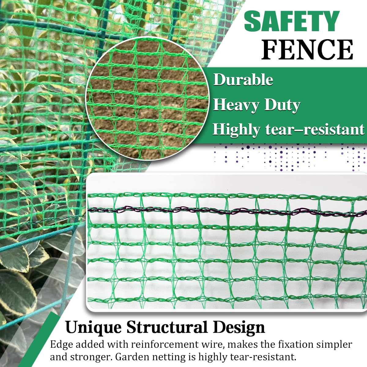 Hortifan Garden Fence Temporary Fence, 4'x100' with 50 Zip Ties, Plastic Fencing Safety Fence Snow Fence, Construction Fencing for Yard, Deer, Pet, Rabbits, Chicken, Dogs, Animal Barrier, Green HORTIFAN