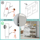 Barnyatoh Shoe Storage Cabinet,Farmhouse Shoe Organizer with 4 Flip Drawers & Barn Door Design,Freestanding Hidden Slim Narrow Shoe Rack Cabinet for Entryway,Foyer,Hallway,Antique White Barnyatoh