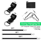 Tree Swing Hanging Straps Kit Holds 2000 lbs,5ft Extra Long Straps Strap with Safer Lock Snap Carabiner Hooks Perfect for Tree Swing & Hammocks, Carry Pouch Easy Fast Installation (5 ft) WILDJUE