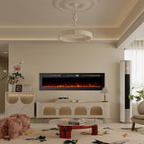 60" Recessed and Wall Mounted Fireplace Electric Fireplacewith Smart WiFi Infrared Linear Fireplace Heater 750w/1500w &12 LED Flame Colors & Timer Remote, Low Noise Operation Attracoast