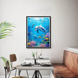 Bimkole 5D Diamond Arts Kits Dolphin, Full Drill DIY Rhinestone Embroidery Set Paint with Diamonds Art by Number Kits Cross Stitch Home Wall Craft Decoration (12x16inch) AL1944 Bimkole