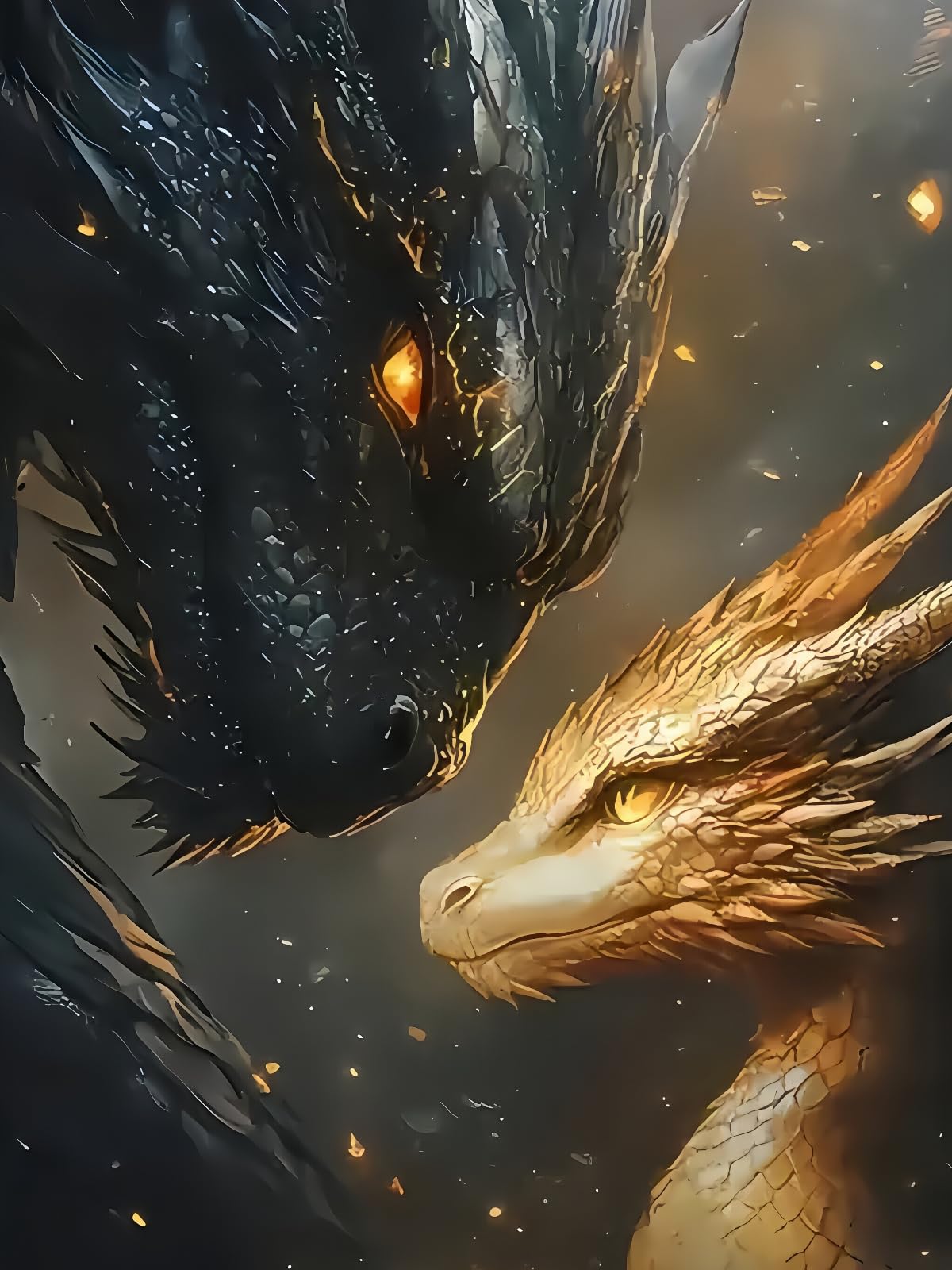 BYGFHLYW 5D Diamond Painting Kits for Adults, Black Golden Dragons Diamond Art Kits for Adults Beginner, DIY Full Drill Diamond Dot Gem Painting for Home Wall Decor 12x16 inch BYGFHLYW