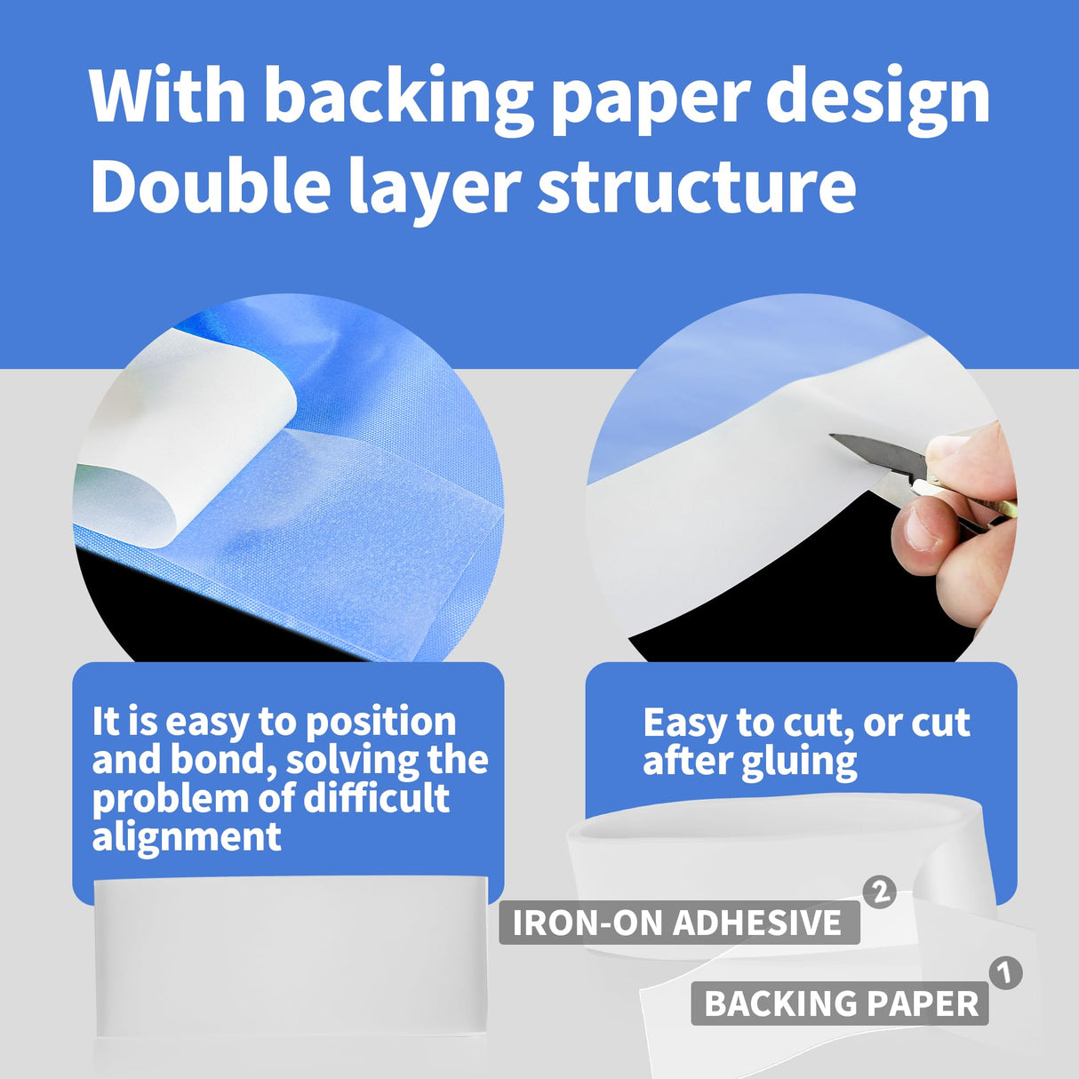 KOPAIBOS 2 Inch 5 Yards Heavy Double-Sided Iron on Hemming Tape with Backing No sew Fabric Tape for Curtains Webbing Sofa Decorations Appliques Embroidery Patches KOPAIBOS