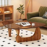 JCAJCA Coffee Table for Living Room Mid Century Modern Center Table with Glass Top and Wood, Brown/Walnut JCAJCA