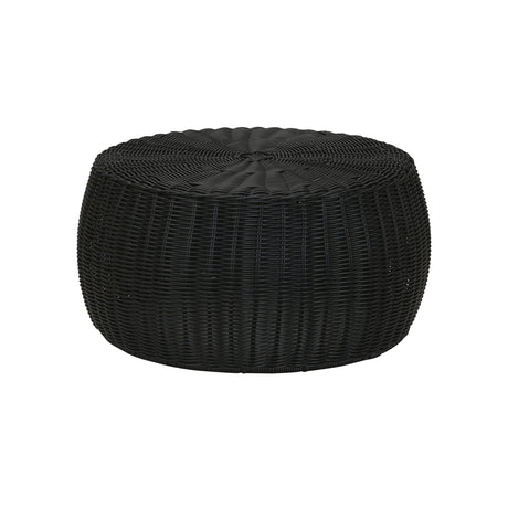 Household Essentials Handwoven Resin Storage Stool Ottoman, Black Household Essentials