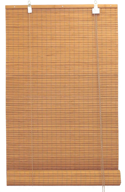 Bamboo Flat-Weave Roll Up Blind – 60-Inch Wide x 66-Inch Long in Amber Honey by Seta Direct - WoodArtSupply