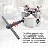 RATTMMOTOR 4-Jaw K72-80mm 3.15 Inch Independent Reversible Metal Lathe Chuck with Wrench for CNC Router, Lathe, Turning Machine RATTMMOTOR