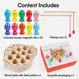 Magnetic Wooden Toys Fishing Game,Toddler Magnetic Fishing Toys Wood Puzzle Montessori Preschool Educational Activities Learning Hand-Eye Coordination Fine Motor Skills Toys for Boys Girls Ages 3+ NAODONGLI