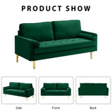 Hdxdkog Velvet Loveseat Sofa,Mid Century Modern Small Love Seats Furniture Comfy Couch for Living Room, Upholstered 2 Seater Sofa for Small Apartment (Green, 66.9 Inch) Hdxdkog