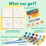 4 Pack Paint by Numbers Kit for Kids with Wooden Frame, Animals Easy Framed Paint by Numbers for Kids Age 4-8-12, DIY Simple Acrylic Oil Kids Painting by Numebrs Kit for Home Wall Decor (8x8 Inch) Offito