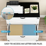 VOWNER 2 Drawer Farmhouse File Cabinet, Wood Lateral Filing Cabinet for Home Office, Large File Storage Printer Stand for A4/Letter Size Files, with Anti-tilt Mechanism, 35" W x 20" D x 29" H, White VOWNER
