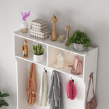 MilleLoom Hall Tree with Shoe Storage, 4-in-1 Coat Rack with 7 Shoe Cubbies & 7 Coat Hooks, Farmhouse Entryway Bench Mudroom Storage Cabinet for Hallway, 42" W x 15.7" D x 77" H, White MilleLoom