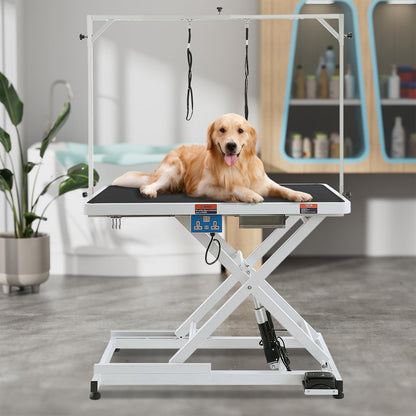 VEVOR 50" Electric Pet Grooming Table, Heavy Duty Dog Grooming Arm for Large Dogs, Height Adjustable Dog Grooming Station, Anti Slip Tabletop/Dog Grooming Station, Max Bearing 400LBS - WoodArtSupply