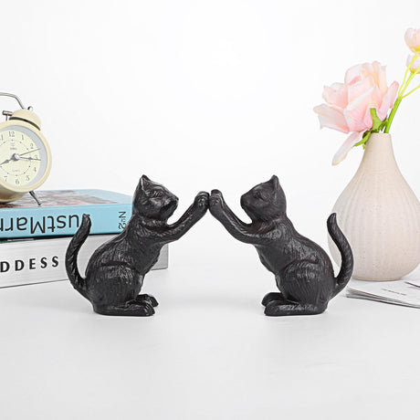 Cat Decorative Bookends, Cute Book Ends to Hold Books, Bookends for Shelves, Unique Cast Iron Book Stopper for Heavy Books, Cat Office Decor, 1 Pair/2 PCS JOUTYFOR