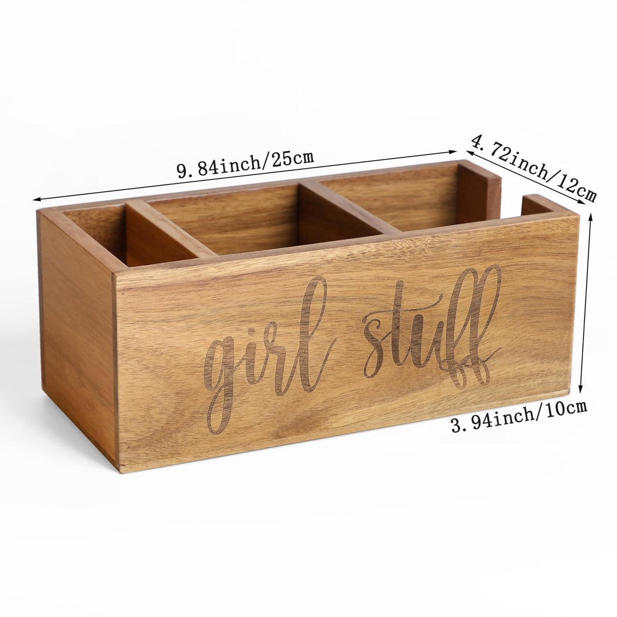 LBEMEY Acacia Wood Makeup Brush Holder, Organizer for Tampon, Cotton roud pads, Cotton Swab, Makeup,3 Compartments bathromm canister storage organization, Vanity Makeup Organizer, Tampon Holder LBEMEY