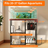 20-29-37 Gallon Fish Tank Stand with 3 Power Outlet 2 USB Port, Metal Aquarium Stand with 4-Tier Adjustable Storage Shelves, 30''L* 13''W*30''H Reptile Tank Stand, Fish Tank Table, 500lbs Capacity SECOCTSR