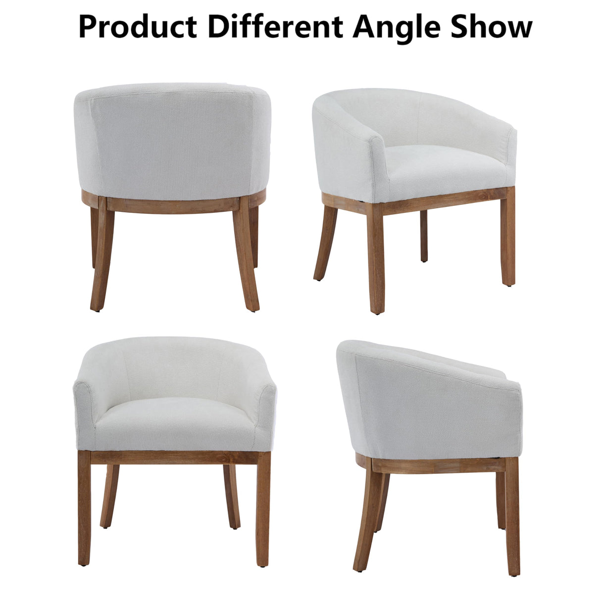 OIKIIWOO Upholstered Solid Wood Dining Chairs Set of 2,Neutral Linen Fabric Side Chair for Kitchen,Living Room,Farmhouse Round Barrel Chairs,Minimalist Accent Chairs Natural Wood Frame OIKIIWOO