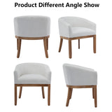 OIKIIWOO Upholstered Solid Wood Dining Chairs Set of 2,Neutral Linen Fabric Side Chair for Kitchen,Living Room,Farmhouse Round Barrel Chairs,Minimalist Accent Chairs Natural Wood Frame OIKIIWOO