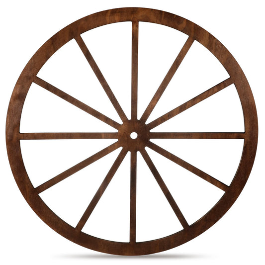 DaisyInner Wood Wagon Wheel Decorative Wooden Wheels Old Western Style Wagon Wheel Decor Vintage Rustic Wall Hanging Wood Cartwheel Decor for Garden Bar Patio Garage Farmhouse (Brown,30 Inch)