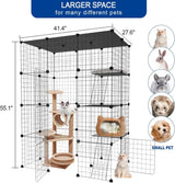 Large Cat Cage,4-Tier Catio Outdoor Cat Enclosure,DIY Cat Kennel,Cat Cages Indoor and Outdoor for 1-3 Cats MEXMIODY