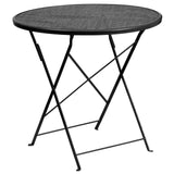 Flash Furniture Oia Commercial Grade 30" Round Black Indoor-Outdoor Steel Folding Patio Table Flash Furniture