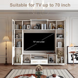 Entertainment Wall Unit: 4-Piece TV Stand with Bookshelves & Storage, Media Center for Living Room, Up to 70" TVs, White Bobve