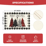 Artoid Mode Waterclor Buffalo Plaid Christmas Trees Placemats Set of 4, 12x18 Inch Winter Table Mats for Outdoor Home Party Kitchen Dining Decor Artoid Mode