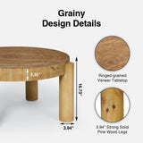 HOKYHOKY Round Wood Coffee Table - 29.53" Wooden Coffee Tables Living Room with Solid Wood Legs and Natural Wood Veneer, Farmhouse Boho Circle Coffee Tables, Natural Wood Color, 29.53" D X 16.54" H HOKYHOKY
