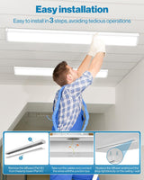 Sunco 6 Pack LED Wraparound Light Fixture 4FT, Garage Ceiling Lights, Linkable 40W=300W, 3500 LM, 5000K Daylight, Hardwired, Surface Mount, Workshop Utility Light ETL Sunco Lighting